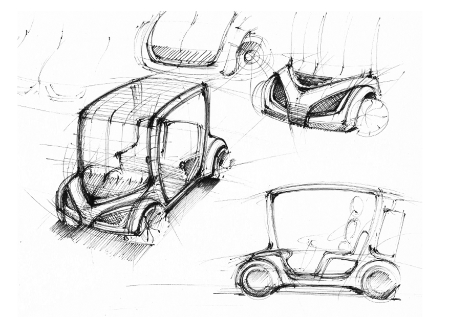 Golf cart sketch 05